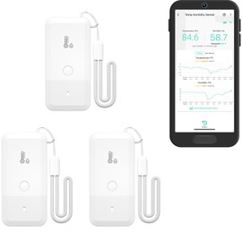 YoLink Smart Wireless Thermometer Hygrometer, 3-Pack, Wide Temp Range for Freezer, Fridge, Green House, Pet Cage, App Alerts, Emails, Text/SMS alerts, 5 Years Battery Life- Hub Required