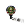 Badge Reel, Army Insignia with American Flag, Retractable Badge Holder