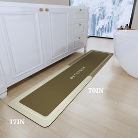 Deparnit Bath Mat, Bathroom Mat Rugs Super Absorbent Shower Mats Non Slip Quick Dry Thin Rubber Mats for Bathroom Floor Fit Under Door, Shower Rug for Bathtub, Shower, Brown