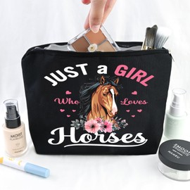 YINSSA Horse Makeup Bag Horse Gifts For Girl Sisters Horses Lover Animal Lovers Equestrian Cowgirl Inspirational Gift For Horse Moms Birthday Mother'S Day Christmas Graduation Gifts Travel Makeup Bag