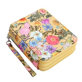 Lbxgap Portable Colored Printing Pattern Morning Glory and Daisy Pencil Case 72 Slots Pencil Bag Organizer with Zipper for Prismacolor Watercolor Pencils, Crayola Colored Pencils, Marco Pencils