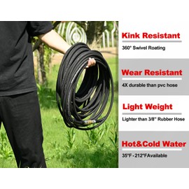 YAMATIC Kink Resistant Pressure Washer Hose 1/4" 100FT, Wear Resistant 4000PSI Power Washer Hose, Steel Wire Braided Hot & Cold Water Replacement Extension Hose with 3/8" to M22-14 Quick Connect Set