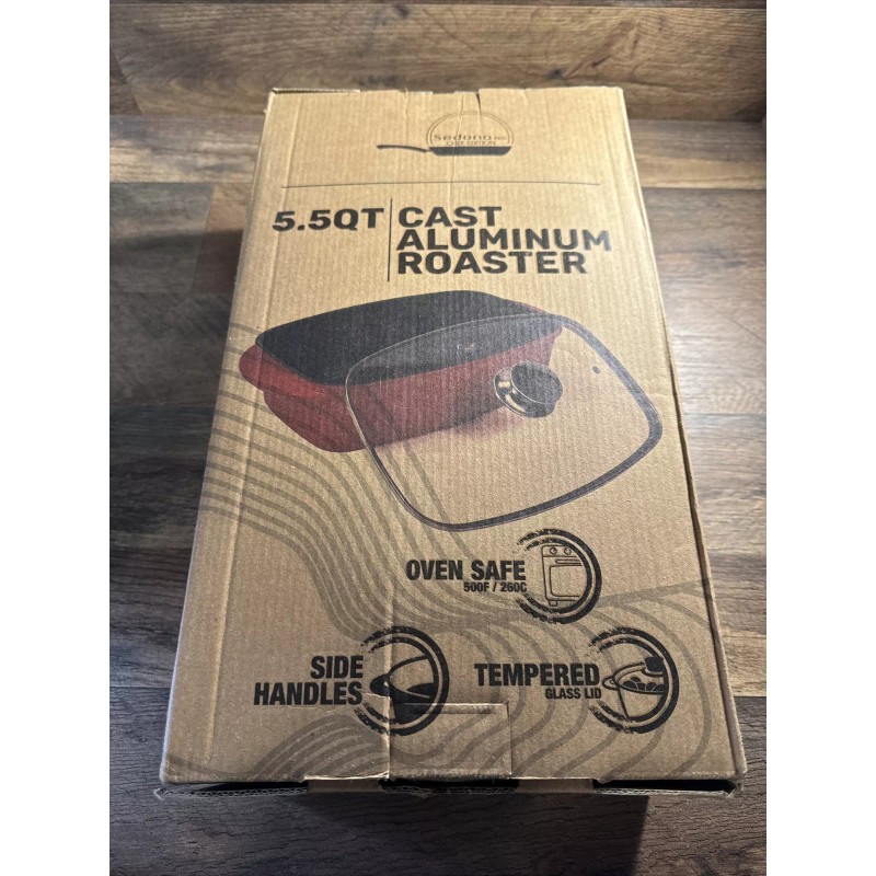 Sedona Pro 5.5-Qt. Aluminum Multi-Purpose Roaster Pan with Lid, Red,