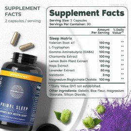 Primal Harvest Sleep Support Supplement, 60 60 Count (Pack of 1)