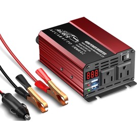400W Power Inverter DC 12V to 110V AC Car Inverter Converter with 4.8A Dual USB Charging Ports and Dual AC Outlets Car Adapter LCD Display for Laptop Computer - Red