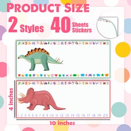 40PCS Desk Name Tags for Classroom - Dinosaur Name Plate Stickers-Self Adhesive Name Labels for Students Teens-Nameplates Favors & Supplies for Bulletin Board-A04