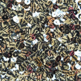 4mm Flat Round Sequin Paillettes ~ Gold Black Stripe Tiger Effect Metallic ~ Loose paillette sequins