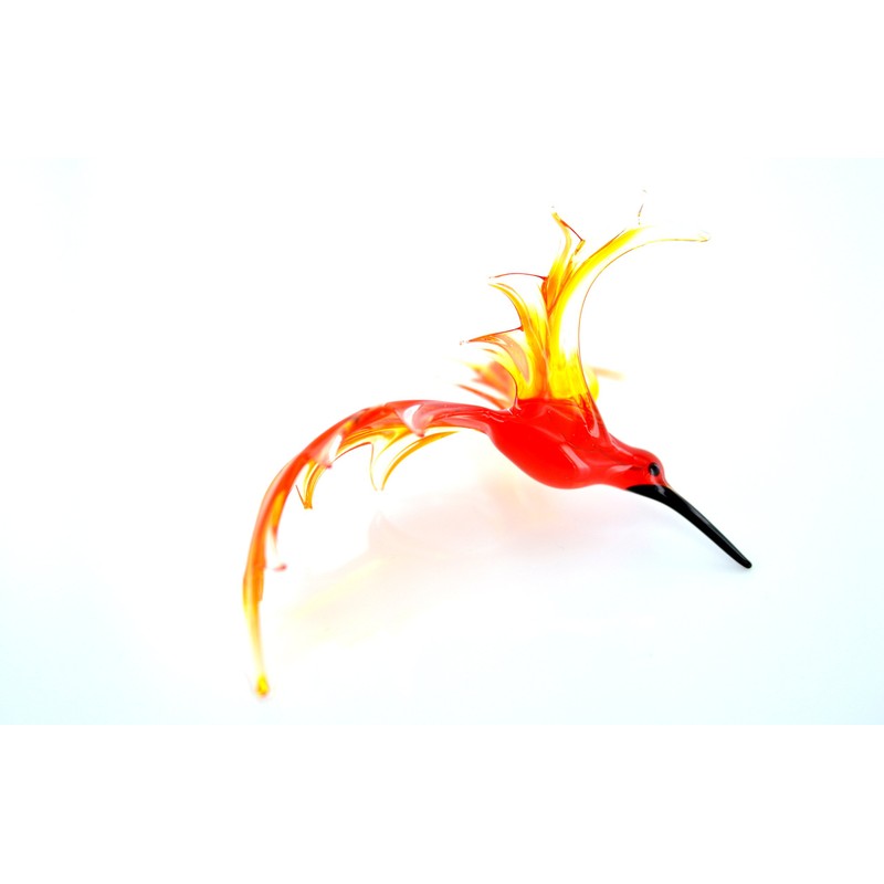 Kolibri hängend -Glasfigur-al-3 -rot-orange