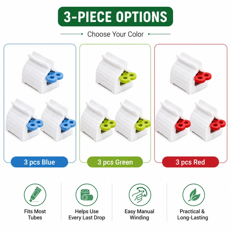 3 Pcs Toothpaste Tube Squeezer for Easy Dispensing – Manual