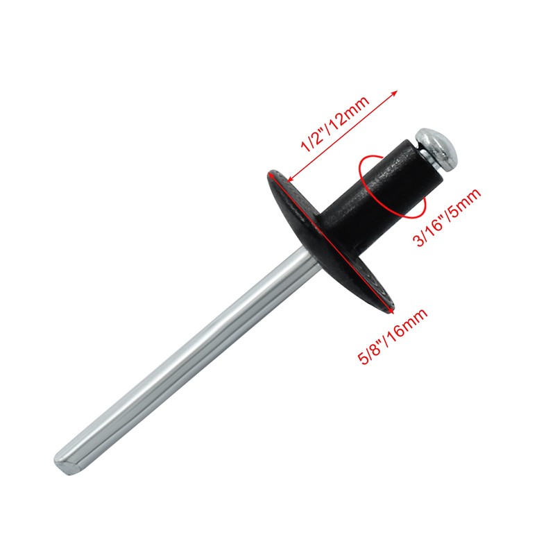 Zorveiio 60 Pcs 3/16" x 1/2" Large Flange Aluminum Blind