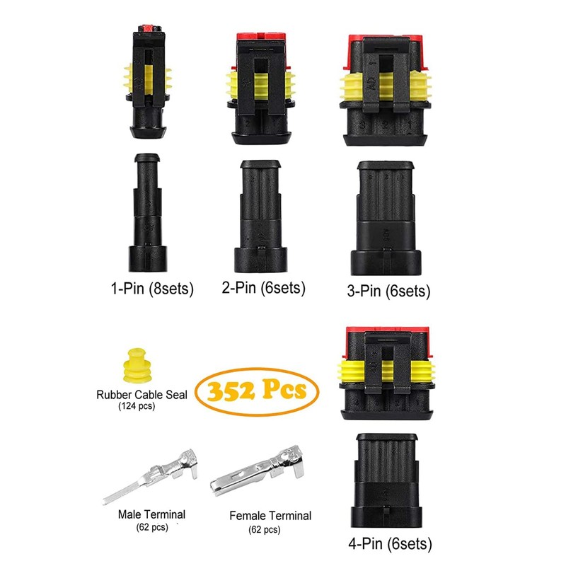 Taoluwin Waterproof Electrical Wire Connector, 352PCS Male and Female Wiring