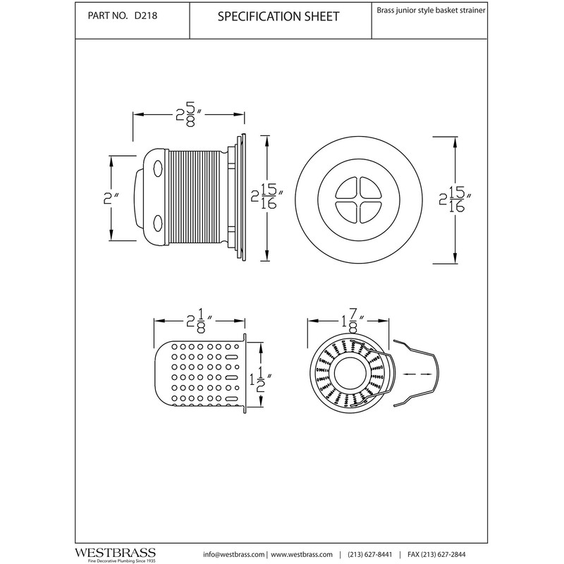 Westbrass D218-20 Junior Bar and Laundry Sink Drain Assembly with