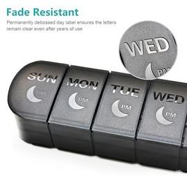 FHORAIN XL AM PM Pill Organizer 2 Times a Day, Fade Resistant Extra Large Weekly Pill Box 7 Day, Double-Sided 14 Compartments for Vitamins, Fish Oil, 