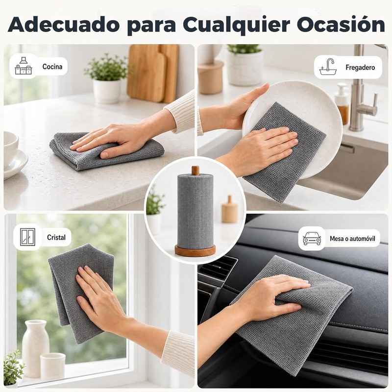 Rollos de Toallas de Microfibra YPZG Towel roll‑Grey‑MX 50 pzas