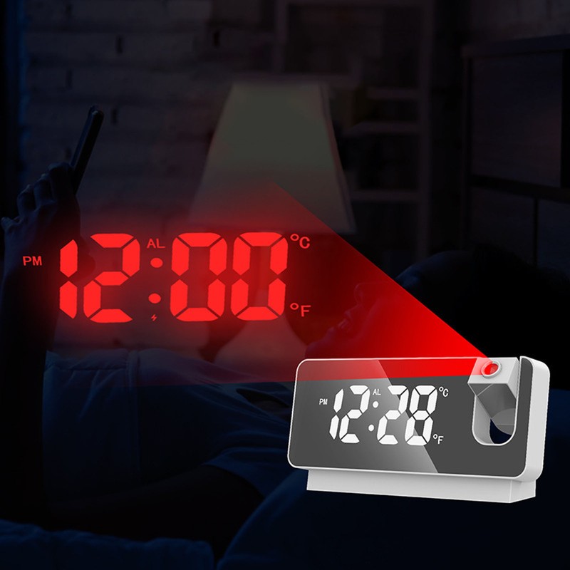 Projection Alarm Clock 360 Degree Flexible Adjust Creative LED Mirror