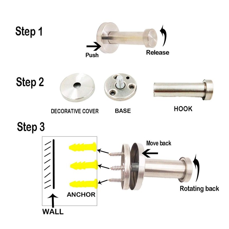Linian Pack of 6 Stainless Steel Round Wall Hooks Towel