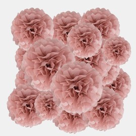 AimtoHome Party Tissue Paper Pom Poms 20 Pcs Tissue Paper Flowers Hanging Decorations for Wedding, Bachelorette, Bridal Shower, Graduations, Nursery Classroom Hanging Decor (Dusty Rose Pink)