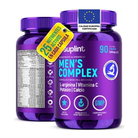 Vitaminas Para Hombre – Multivitaminico Hombre con Vitaminas A, C, D3, E, B1, B6, B12, Zinc, Magnesio, L-Arginina y Maca – Suplemento Diario – Sin Gluten – 90 Cápsulas