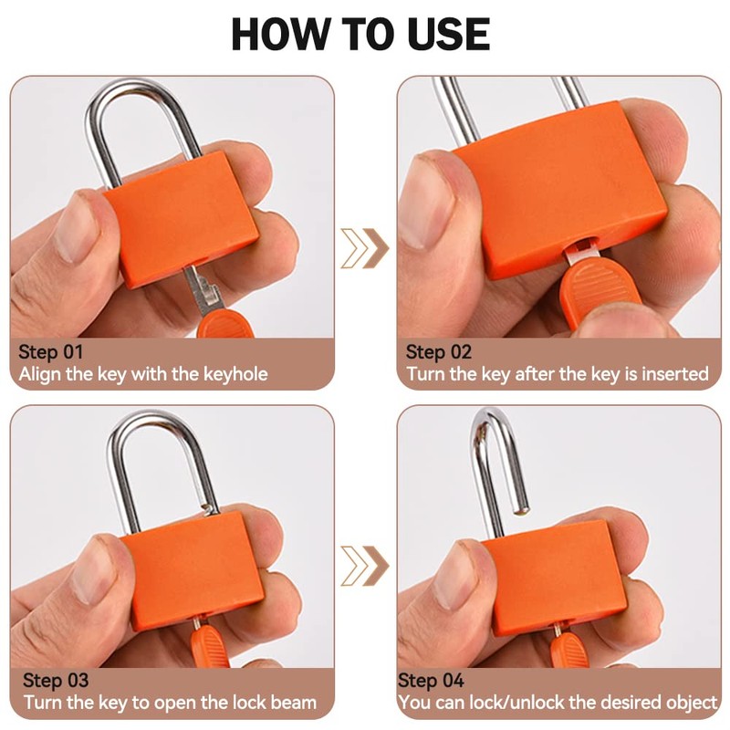 4 Pcs Suitcase Locks with Keys, Small Padlocks Luggage Locks