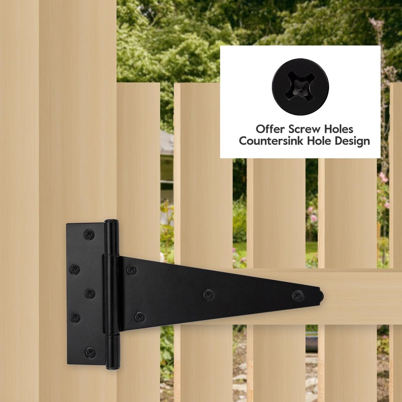 HOME MASTER HARDWARE 10 Inch T-Strap Heavy Duty Black Hinges