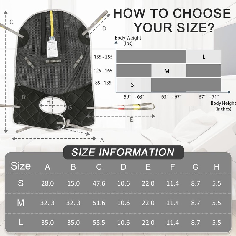 Easy Fit Full Body Lift Sling,Patient Lift Sling for Transfer,Lift