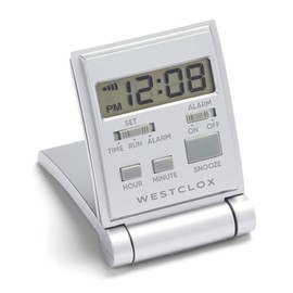 Westclox Travelmate LCD Travel Folding Alarm Clock 5", Silver