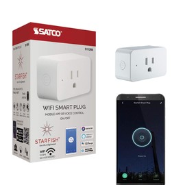 Satco S11266 Starfish On/Off WiFi Smart Plug Outlet, Works with Siri, Alexa, Google Assistant, SmartThings, White
