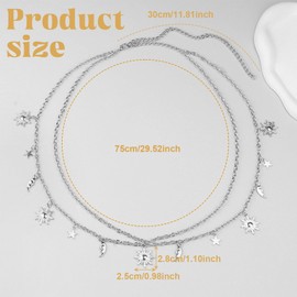 AWAVM Double Layer Women Metal Chain Belt,Adjustable Waist Chain Decorated Metal Link Belt Skinny Waistband Chain for Dresses Jeans