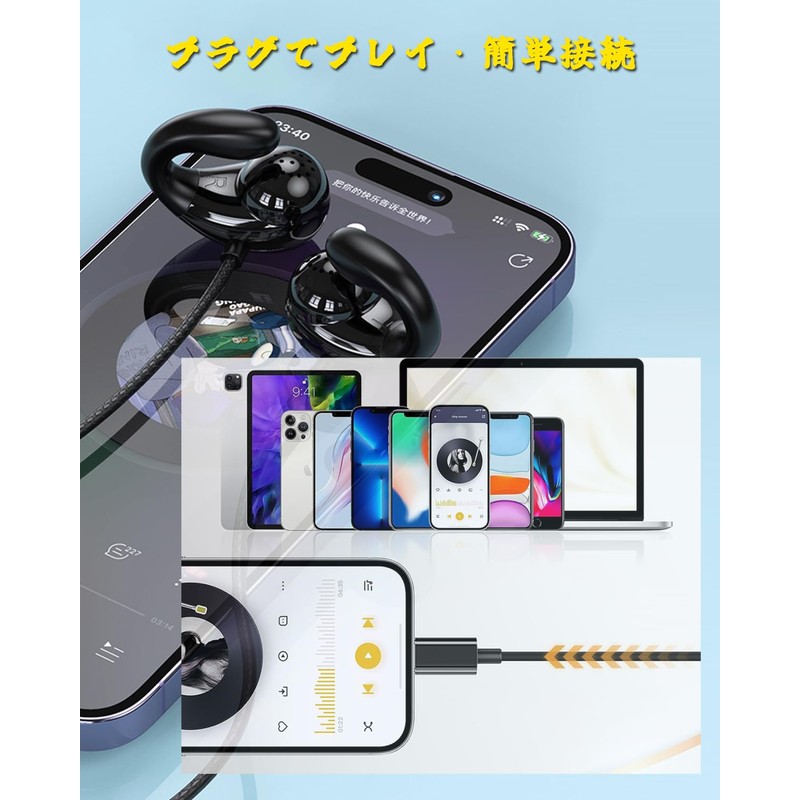 Type C Earbuds, Wired with Mic, Does Not Block Your