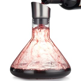 Levare Wine Decanter with Stainless Steel Aerator Pourer Lid - Elegance & Innovation Combined - 100% Hand-Blown Lead-Free Crystal Glass, Enhanced Aeration for 1L of Wine