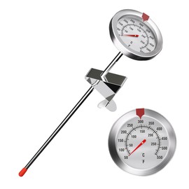 Deep Fry Thermometer with Clip Stainless Steel 12 Inch Long Stem Oil Thermometer Cooking Meat Thermometer for Turkey Grill Chicken Pork Beef BBQ