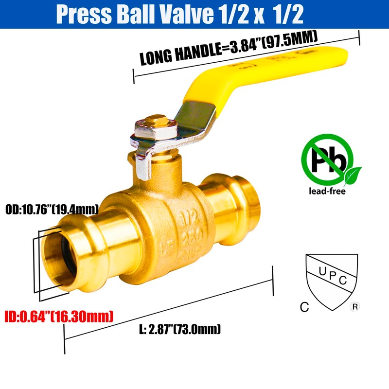 WHK 10 Pack 1/2" Press Propress Ball Valve Pro Press