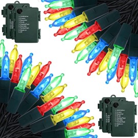 KOUQIYA Battery Christmas Lights 4 Pack, 17ft 50 LED Mini String Light with Auto-Timer 8 Modes Waterproof Tree Lights (Multicolor)