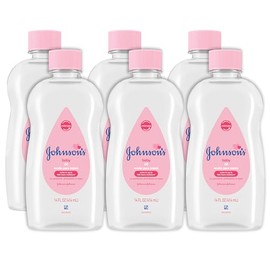 Johnson & Johnson Johnson's Baby Aceite cremoso Aloe y vitamina E, 8 onzas líquidas, Aceite para bebés, 14 Fl oz. (Pack of 6)