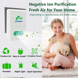 Joepoe Air Ionizer Plug In, Ionizer Air Purifier with Negative Ion Technology Output 34 Million Anions/Sec, Negative Ion Air Purifier for Home Cleanse: Pet Odors, Various Smell, Dust, Etc（4-Pack)