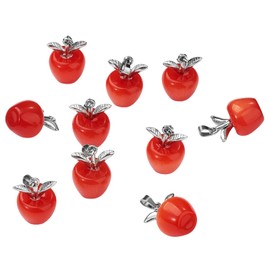 COGCHARGER 10 Pieces Apple Gemstone Charm Pendant Crystal Quartz Healing Natural Stone Pendants Red Silver Buckle for Jewelry Necklace Earring Making Crafts