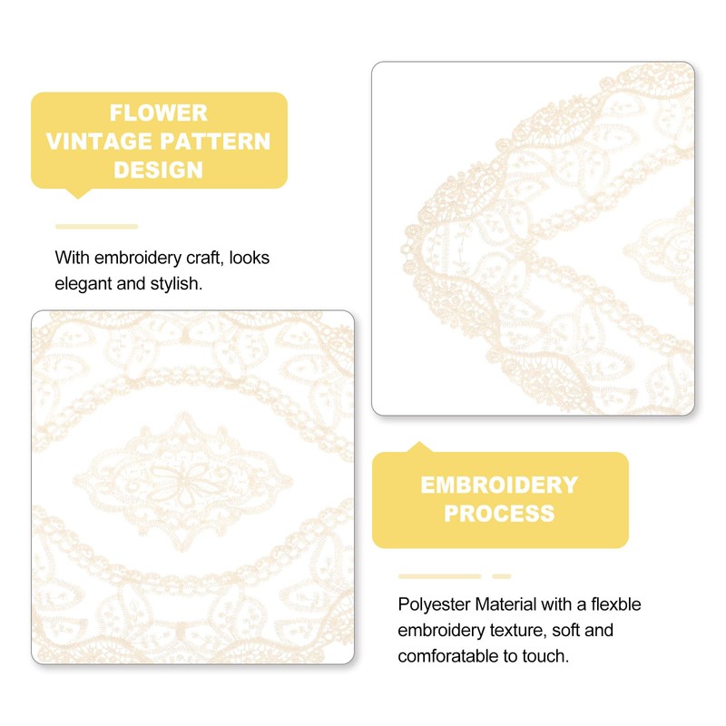 sourcing map 2Pcs Retro Lace Placemats, French Crochet Doilies Oval