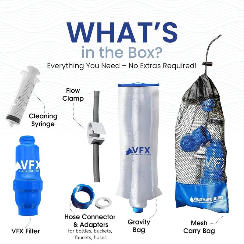 VFX All-in-One Portable Water Filter – Survival Water Purifier for