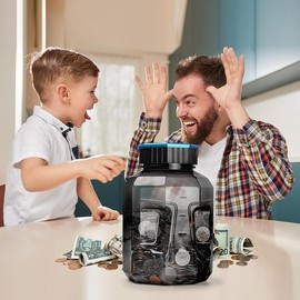 X-Large Piggy Bank for Adults Kids, Vcertcpl Digital Coin Counting Bank with LCD Counter, 2.4L Capacity, Great Coin Counter Bank Money Counting Jar with Total Amount Displayed (Gray2, X-Large) Decor Ornaments Multicolor