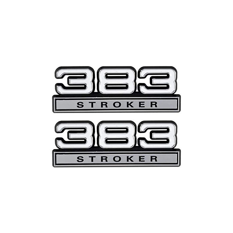 383 Stroker 6.2L Engine Emblems Badges White with Chrome Trim