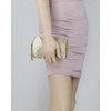 Girly Handbags Ladies Compact Satin Stripe Clutch Bag, gold