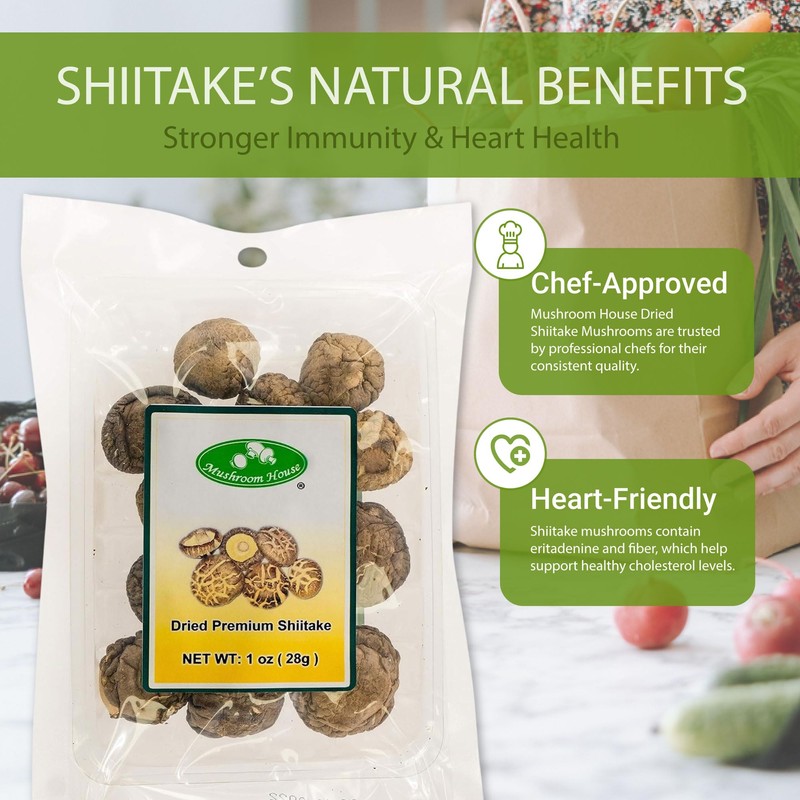 Mushroom House (MUSI1) Dried Shiitake Mushrooms, 1 Ounce