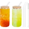HLGND Reusable Can Shaped Glass Cups with Wooden Lids and