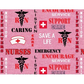 Sykel MEDICAL HEALTH THEME NURSE DOCTOR SAVE A LIFE SUPPORT RN  100% Cotton SOLD BTHY