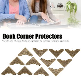 100Pcs Book Corner Protectors,Metal Corner Book Vintage Appearance Premium Book Corner Protector
