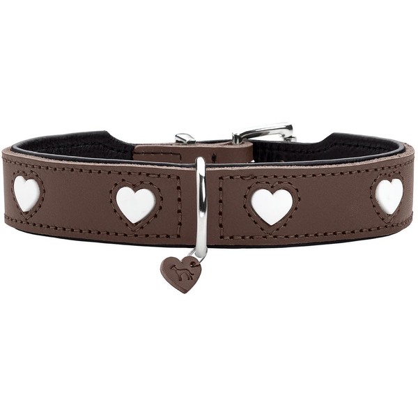 HUNTER Love Dog Collar, Colour: Brown/Black, Soft, Robust Cowhide Leather,