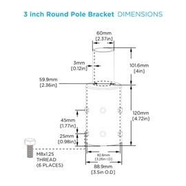 Tenon Adapter for 3 inch Round Pole Vertical Bracket Adapter with Slip Fitter Mount (2 3/8inch) Mounting Bracket Accessories for Outdoor Shoebox Lighting Street Light Parking Lot Light