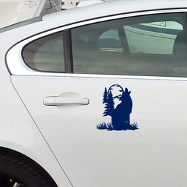 NBFU Wolf Tree Forest 1 (Navy Blue) (Set Of 2) Premium Waterproof Vinyl Decal Stickers For Laptop Phone Accessory Helmet Car Window Bumper Mug Tuber Cup Door Wall Decoration