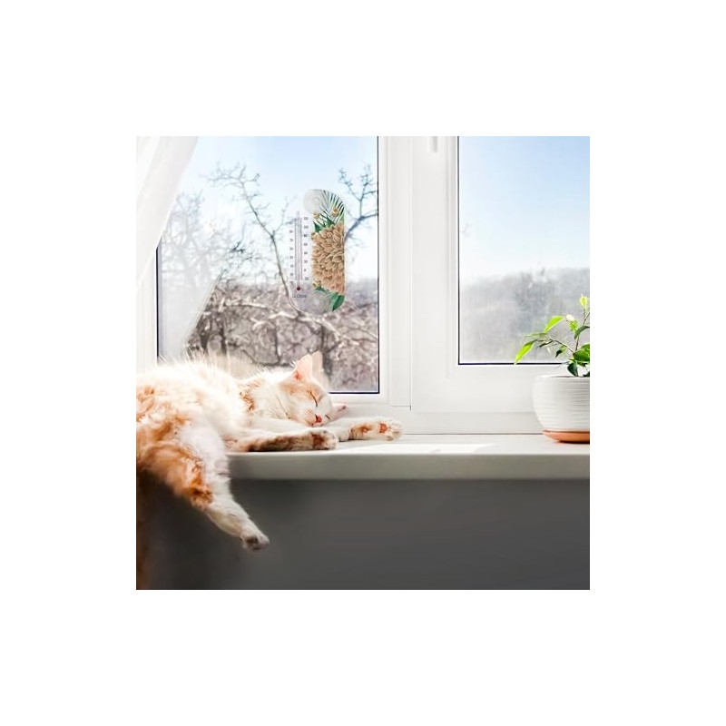 La Crosse 204-1520M 8-inch Analog Capillary Window Thermometer with Mum