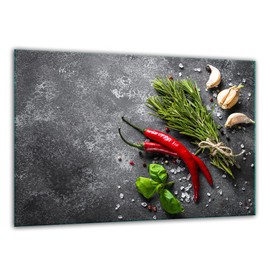 TMK Chopping Board Glass 30 x 22 cm with Pepper Motif Chopping Plate Hob Cover Plate Decorative Glass